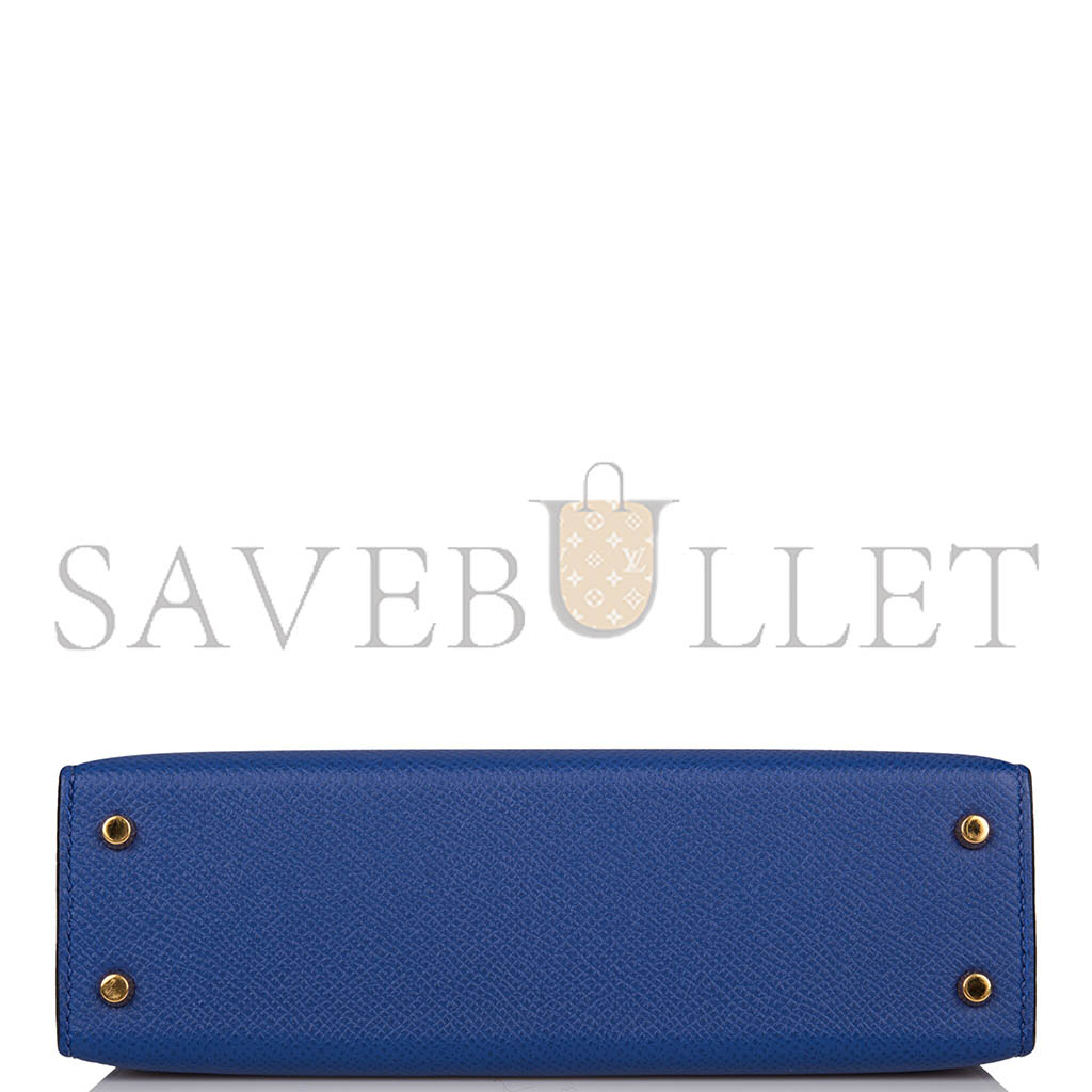 HERMÈS MINI KELLY II EPSOM ELECTRIC BLUE GOLD HARDWARE (19*12*5.5cm)