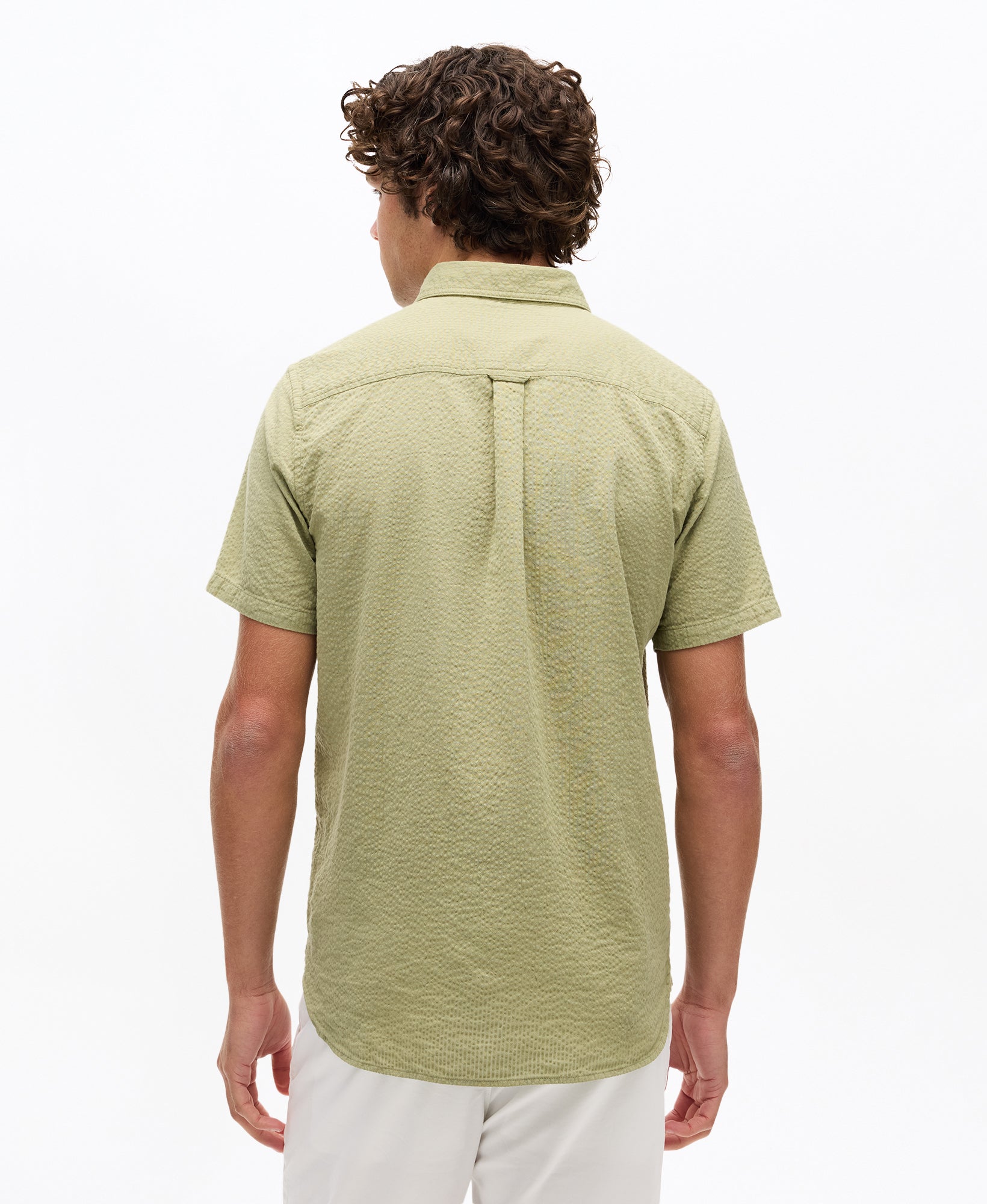 Seersucker Short Sleeve Shirt | Burnt Sage
