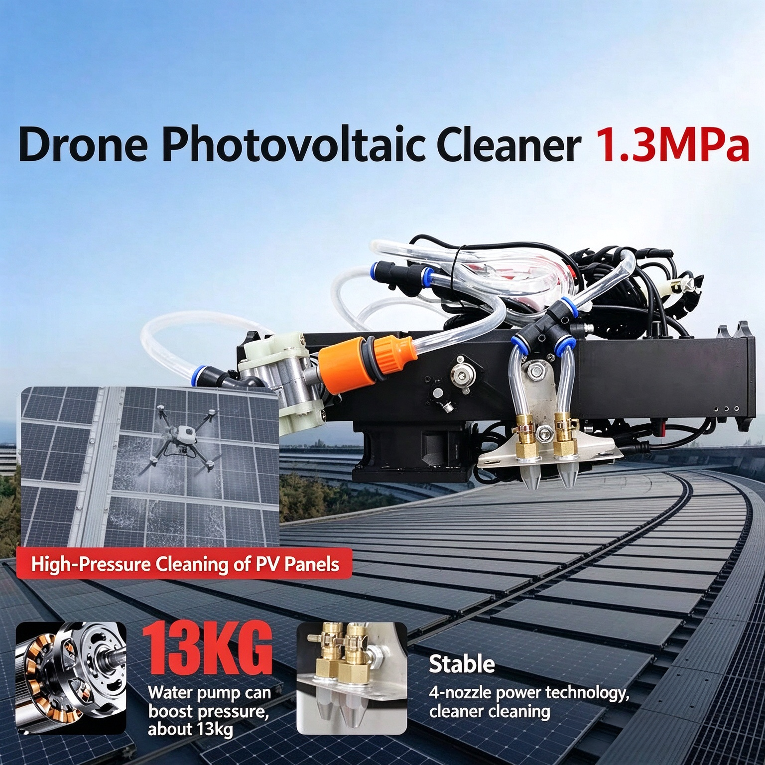 Solar Panel Cleaning Kit for DJ1 Agras T50 T60 T100 Pressure Washing Cleaning Drone Photovoltaic Cleaning System Accessories