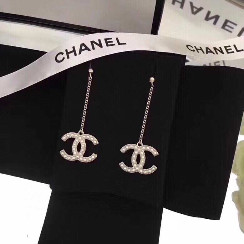TOP CHANEL Double C Double Sided Tassel Stud Earrings