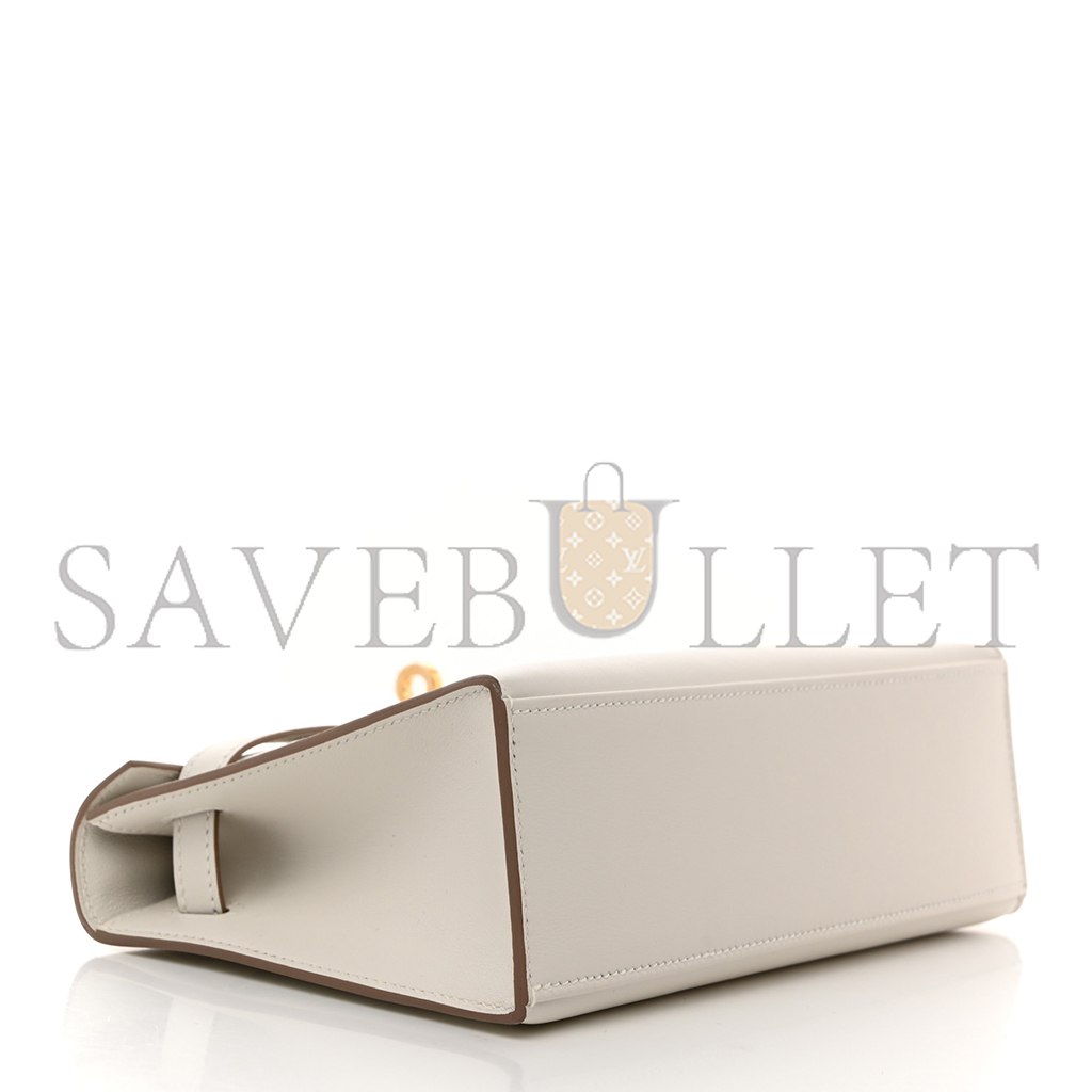 HERMÈS SWIFT KELLY POCHETTE CLUTCH MILKSHAKE WHITE GOLD BUCKLE(22*14*7cm)