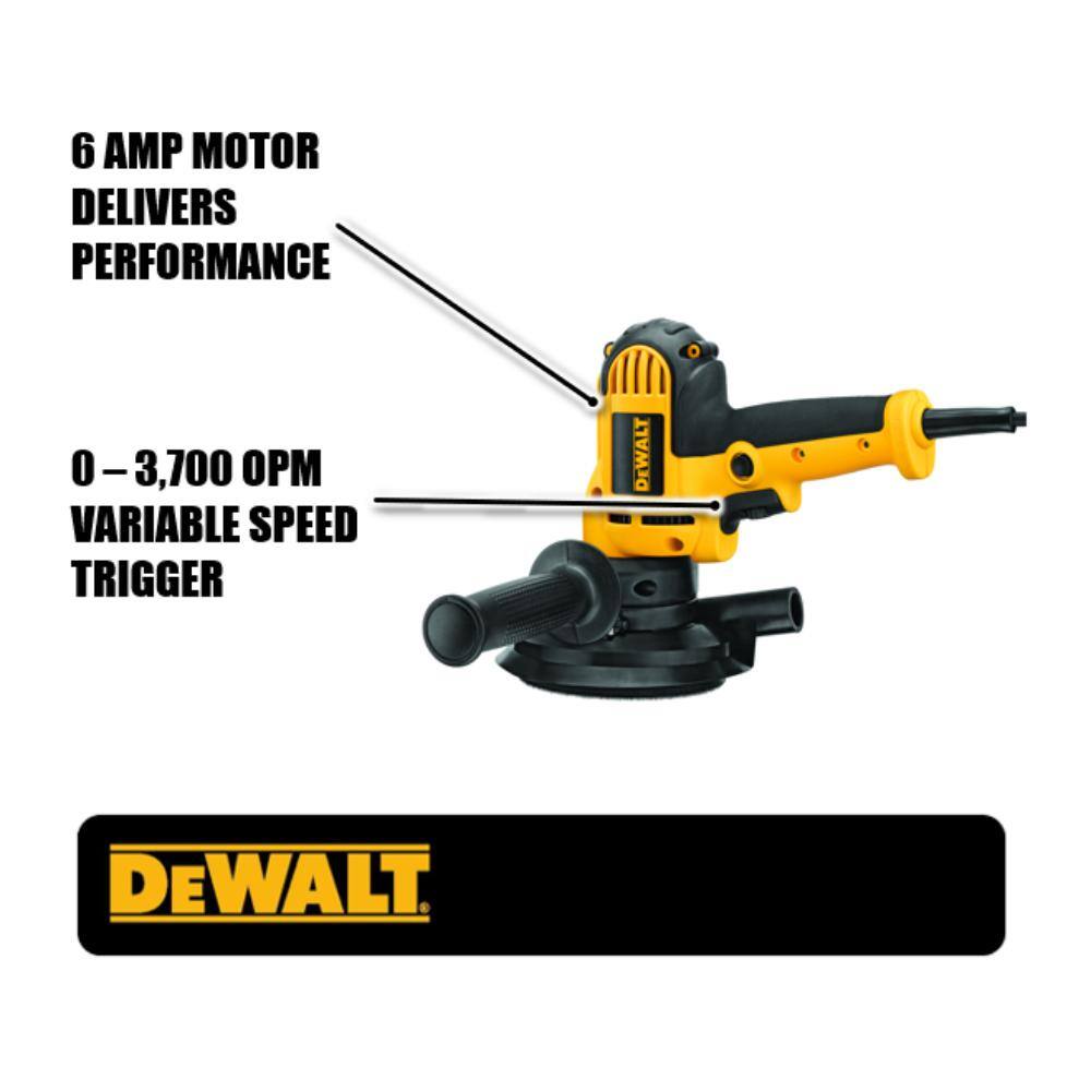 6 Amp Corded Variable Speed Disk Sander with 5 in., 8 Hole Hook and Loop Pad, Dust Shroud and Wrench