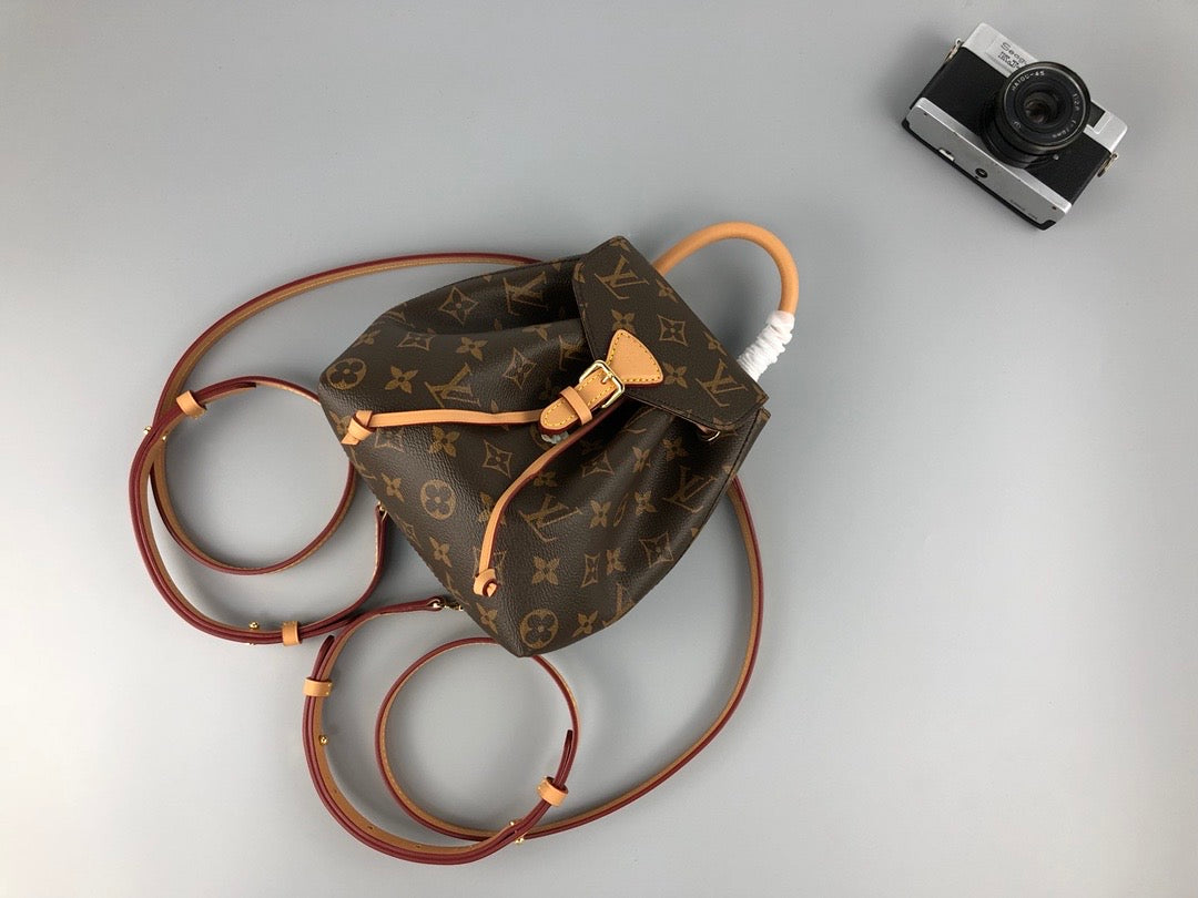 TOP Louis Vuitton LV Montsouris Mini BB Monogram Backpack 17×20×10.5CM- Natural