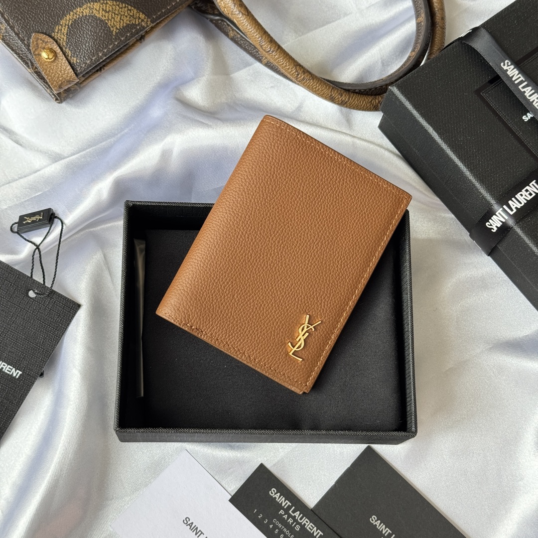TOP Yves Saint Laurent YSL Single Fold Wallet Calfskin 9x11.5x2cm - 3 Colors