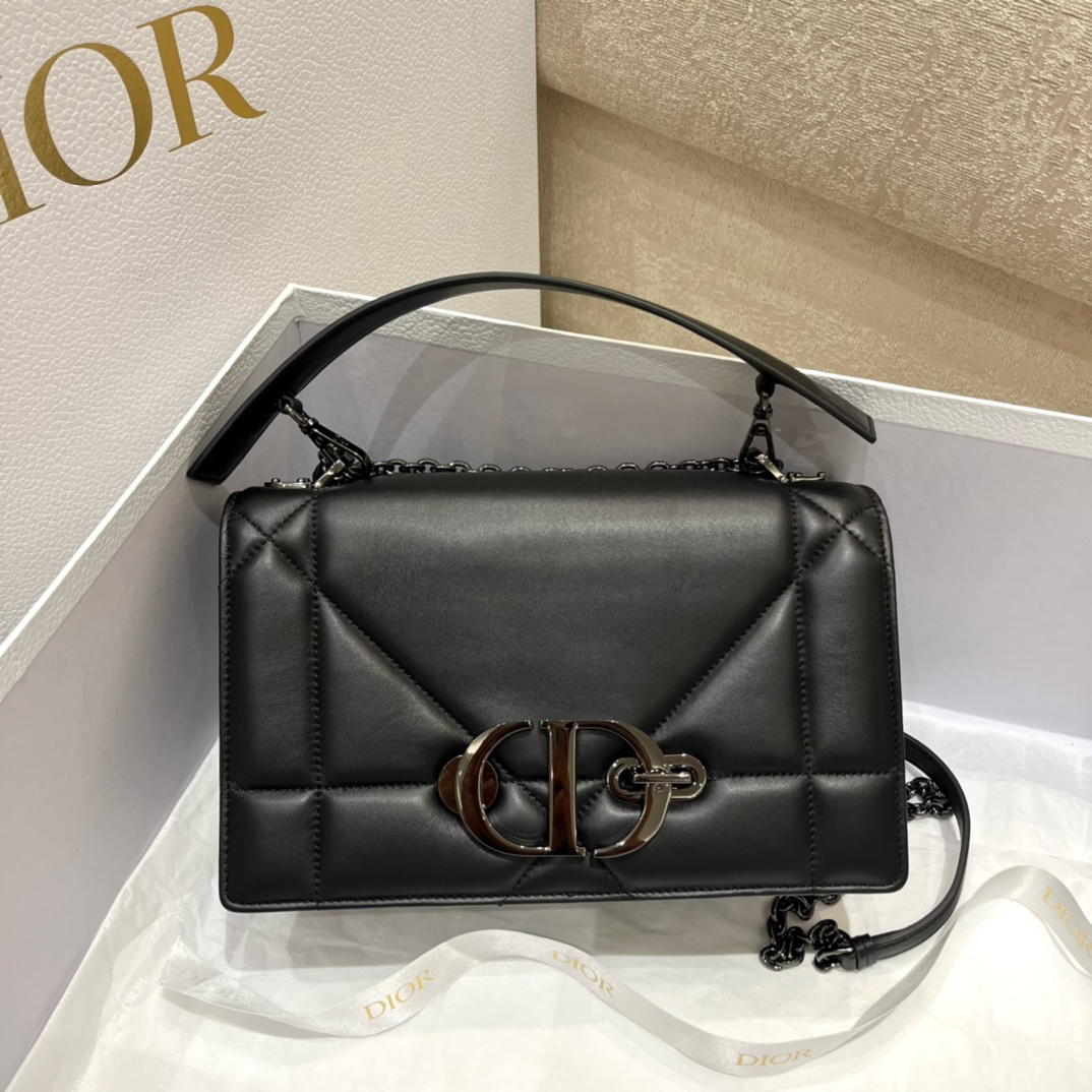 Top Christian Dior Montaigne Bag Sheepskin 25*8*15cm - Black