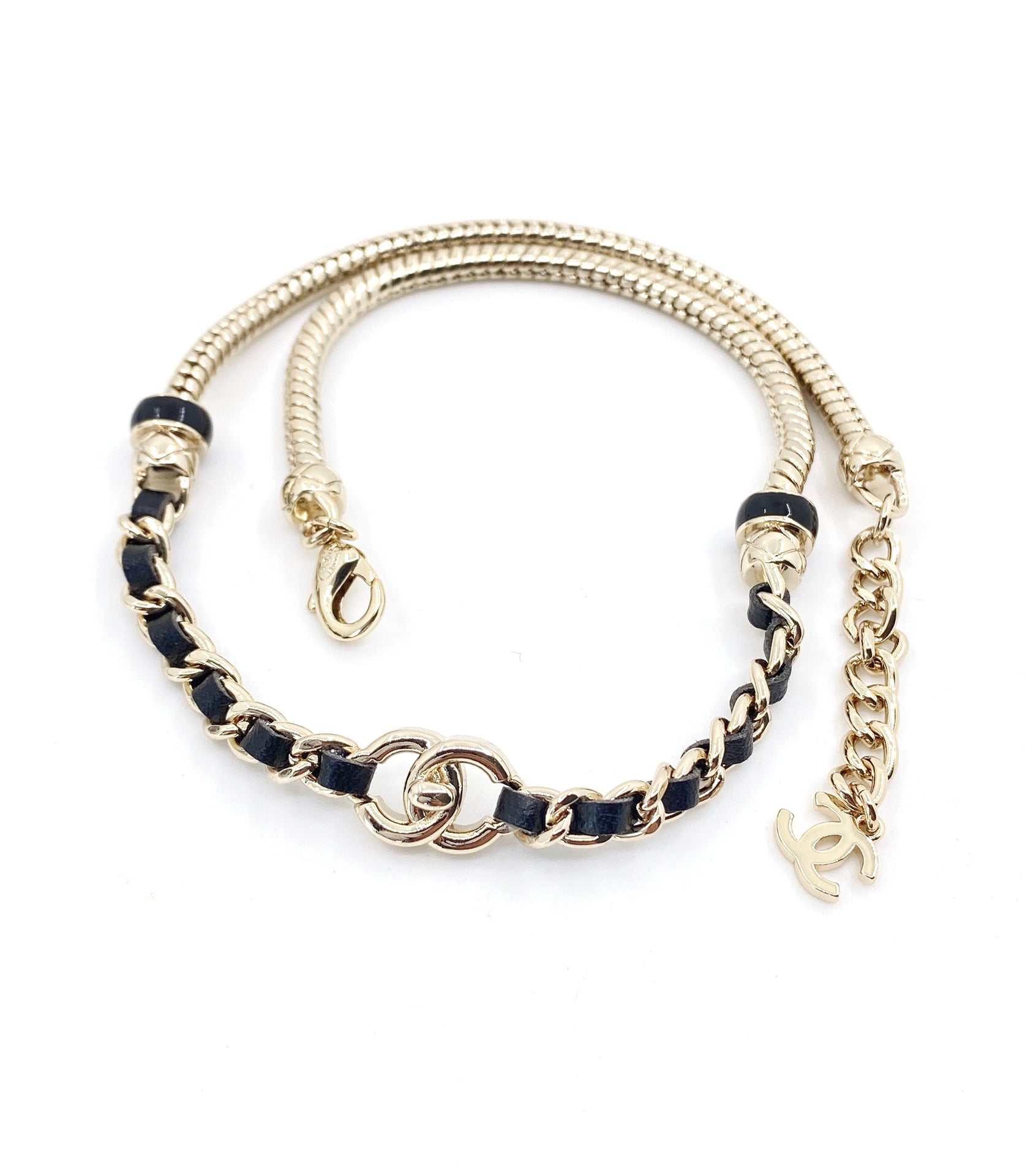 TOP CHANEL Turnlock Choker Necklace - Gold and Black