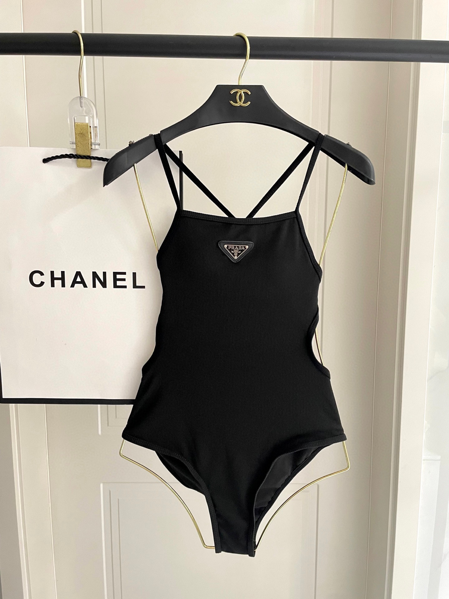 TOP PRADA One-Piece Swimsuit - Black