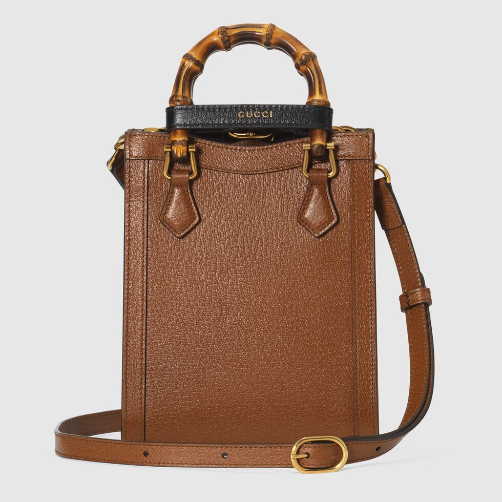TOP GUCCI Diana Mini Tote Bag 15.5cm (W) x 19.5cm (H) x 6cm (D) - Brown
