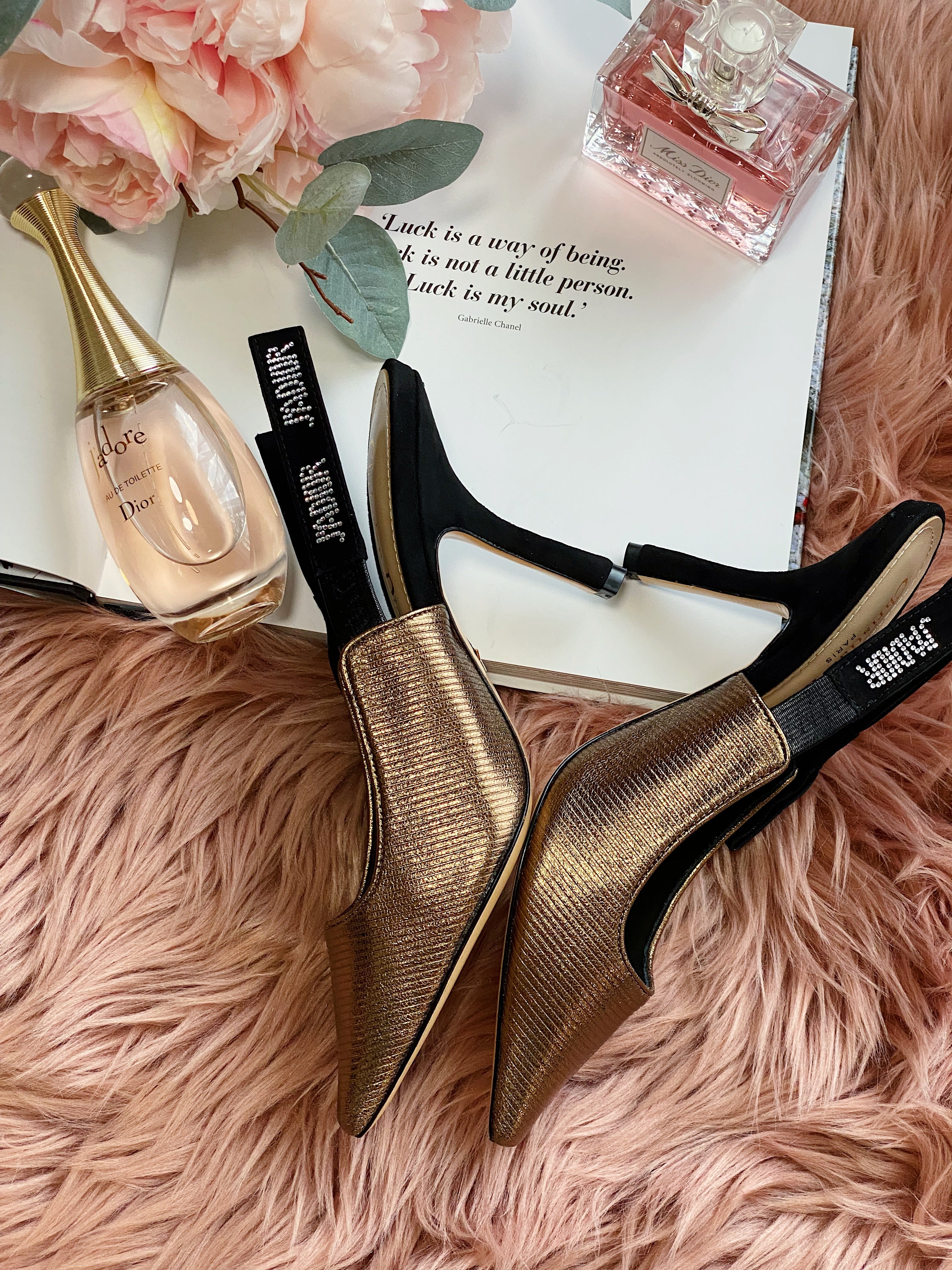 TOP Christian Dior Slingback High Heels - Gold