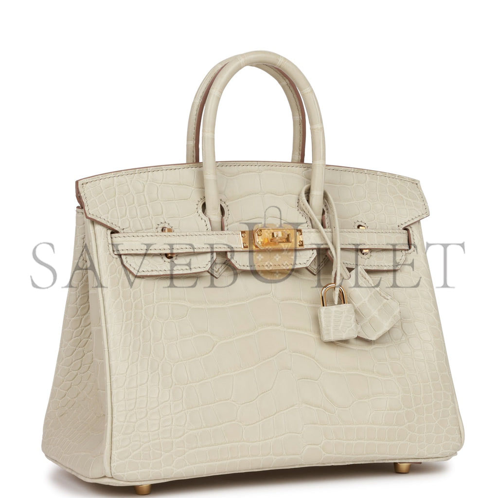 HERMES BIRKIN 25 MATTE ALLIGATOR GOLD HARDWARE (25*20*13cm)