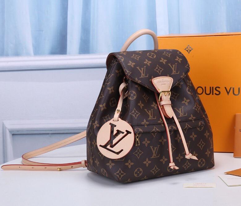 TOP Louis Vuitton LV  Backpack Montsouris Monogram PM 27.5x33x14cm-Brown