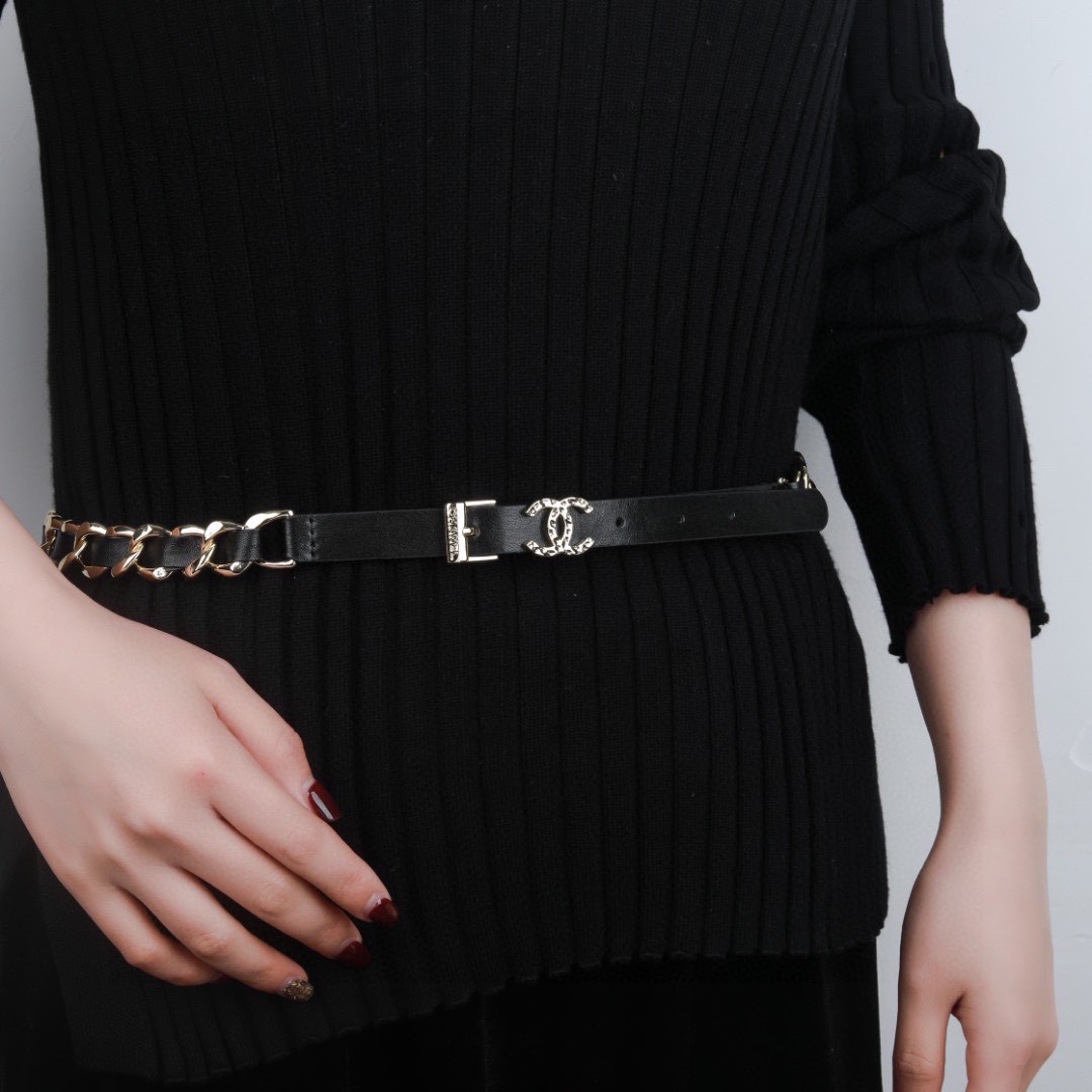 TOP CHANEL C Logo Belt Waist Chain
