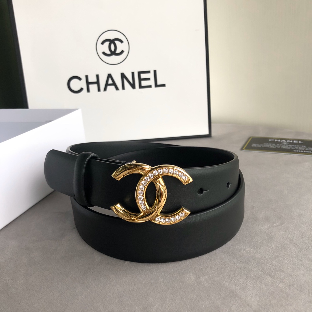 TOP CHANEL Double C Diamond Buckle With Cowhide Belt 3cm - 6 Colour