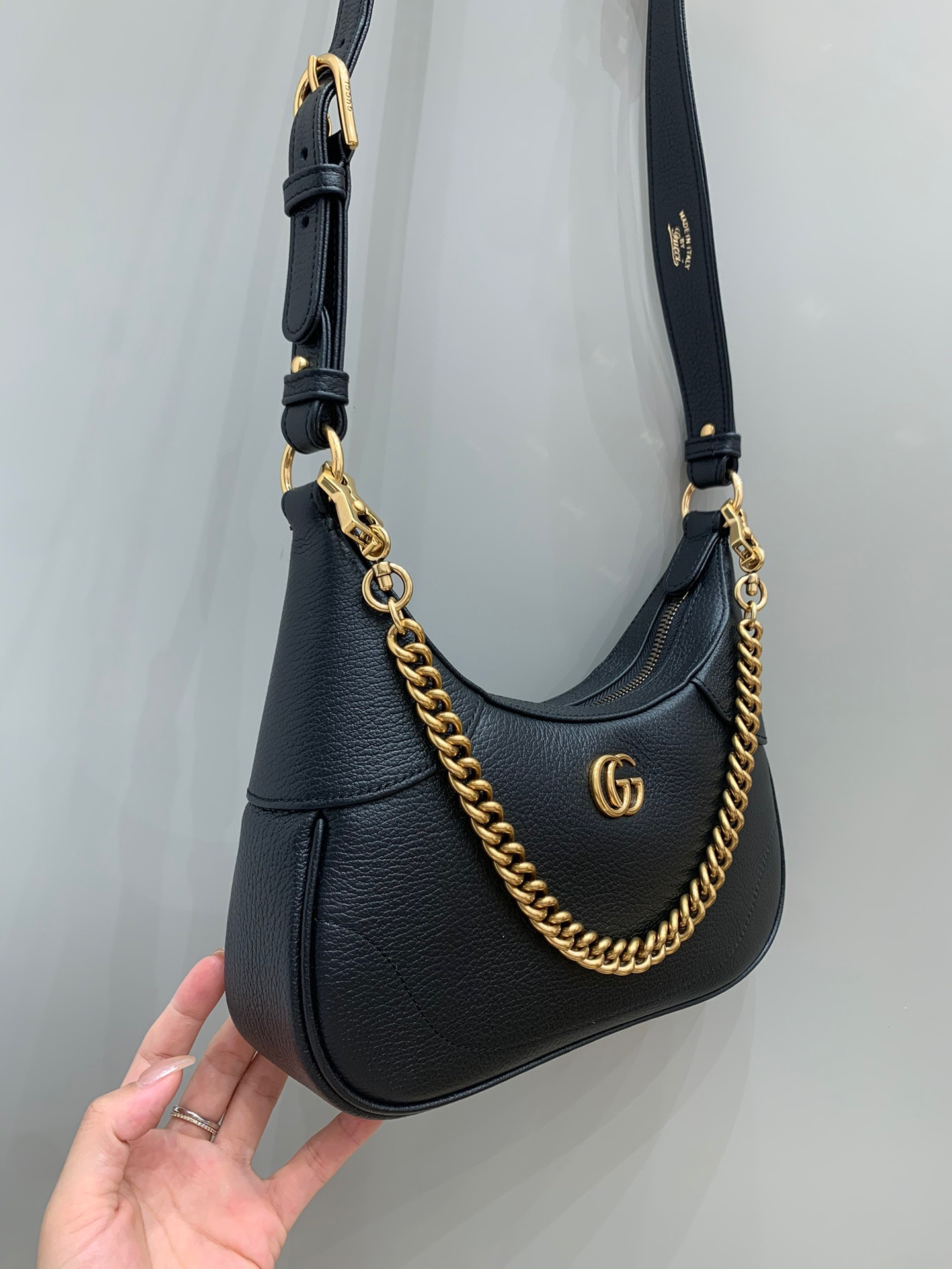 TOP GUCCI Lambskin Aphrodite Series Small Crescent Shoulder Handbags 25X19X7cm - 2 Colour