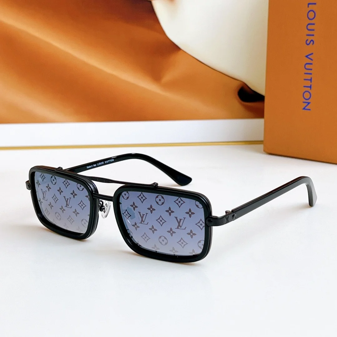 Men Double‑Bridge Square Sunglasses Metal Acetate Mixed Frame Multi‑Color UV Protection Outdoor Shades