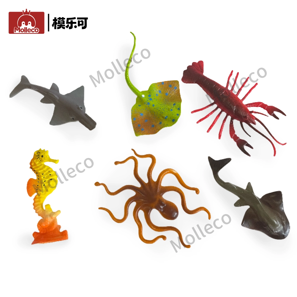 Molleco Marine Animal Figure Toys for Kids and Children Octopus+Devil Fish+Seahorse+Ray+Lobster+Sawfish CP046-1-2-3-4-5-6
