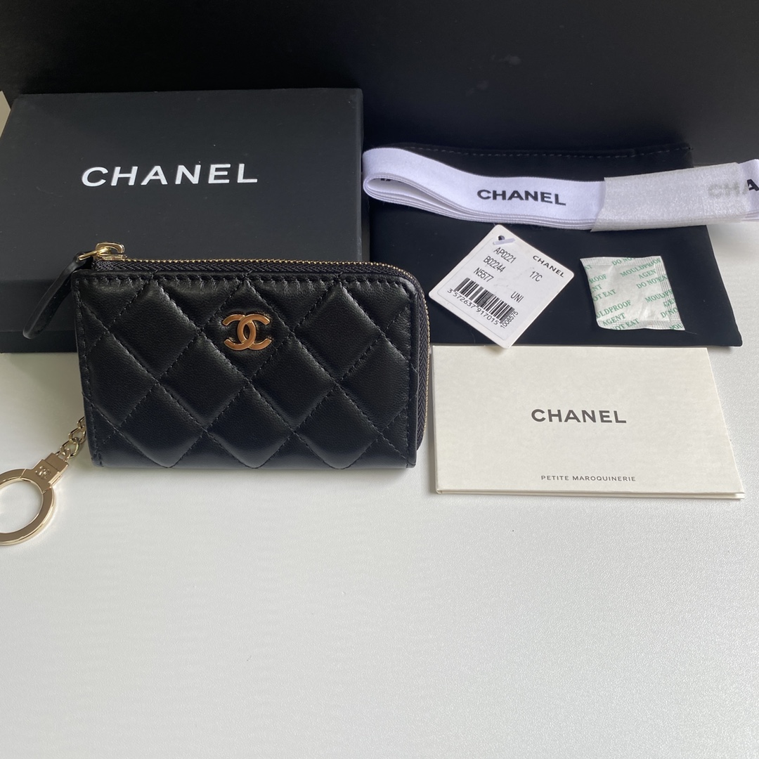 TOP CHANEL Wallet 12*7.5*2.5cm - Black