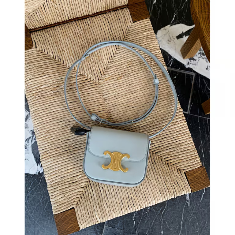 CELINE MINI TRIOMPHE IN SHINY CALFSKIN Blue