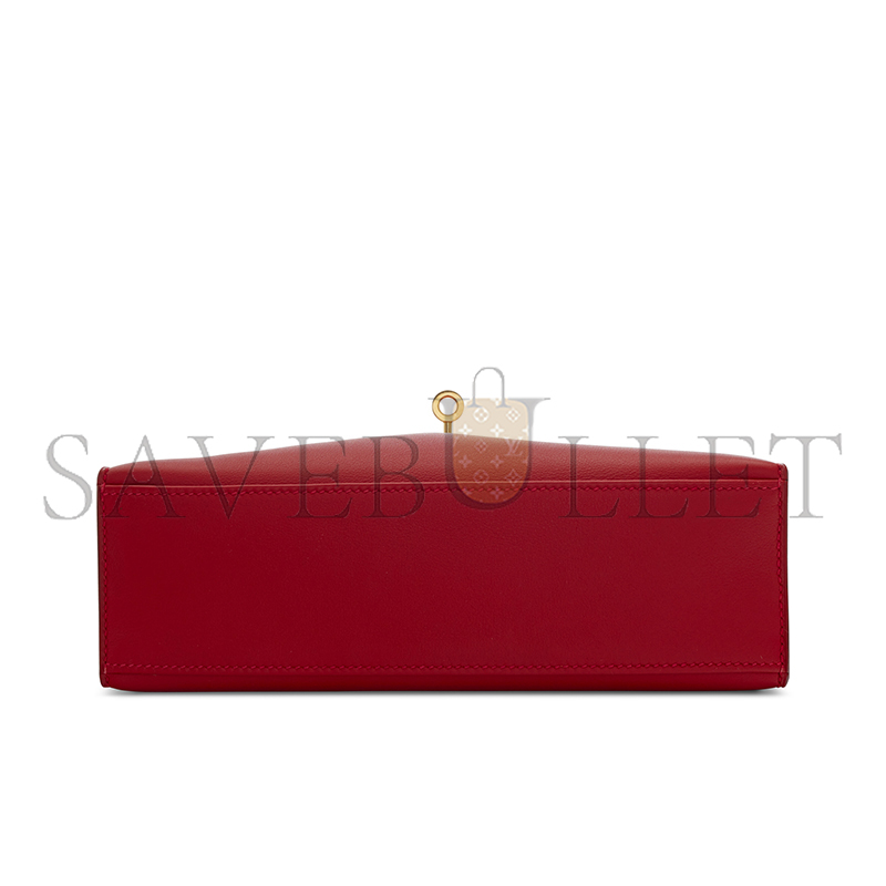 HERMES MASTER KELLY POCHETTE ROUGE VIF SWIFT GOLD HARDWARE (22*14*7cm)