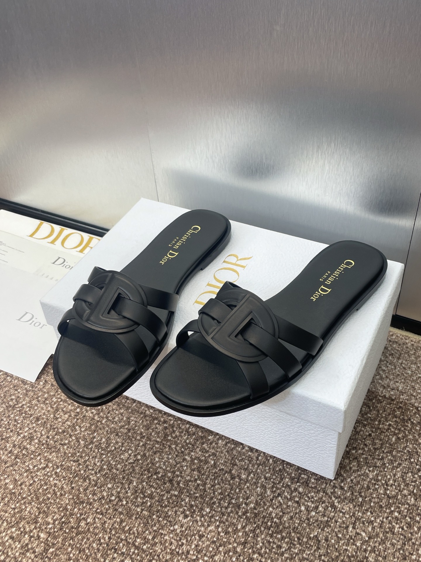 TOP Christian Dior D-Club Flat Slippers Calfskin - 7 Color
