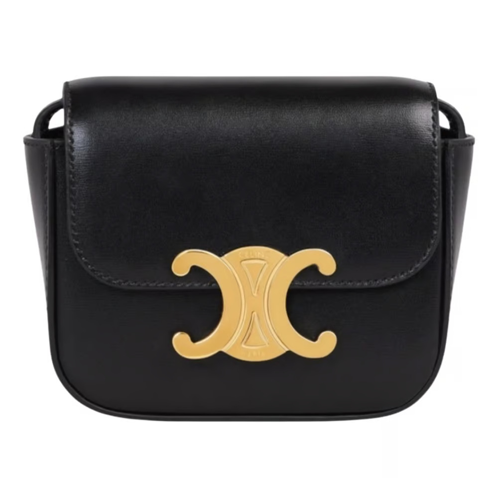 CELINE MINI TRIOMPHE IN SHINY CALFSKIN BLACK
