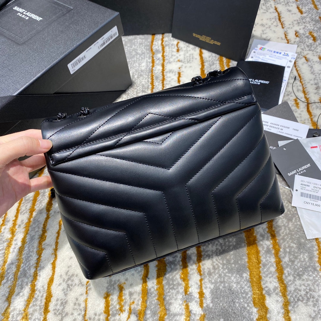 TOP Yves Saint Laurent YSL LouLou Small Bag 20cm - Black on Black