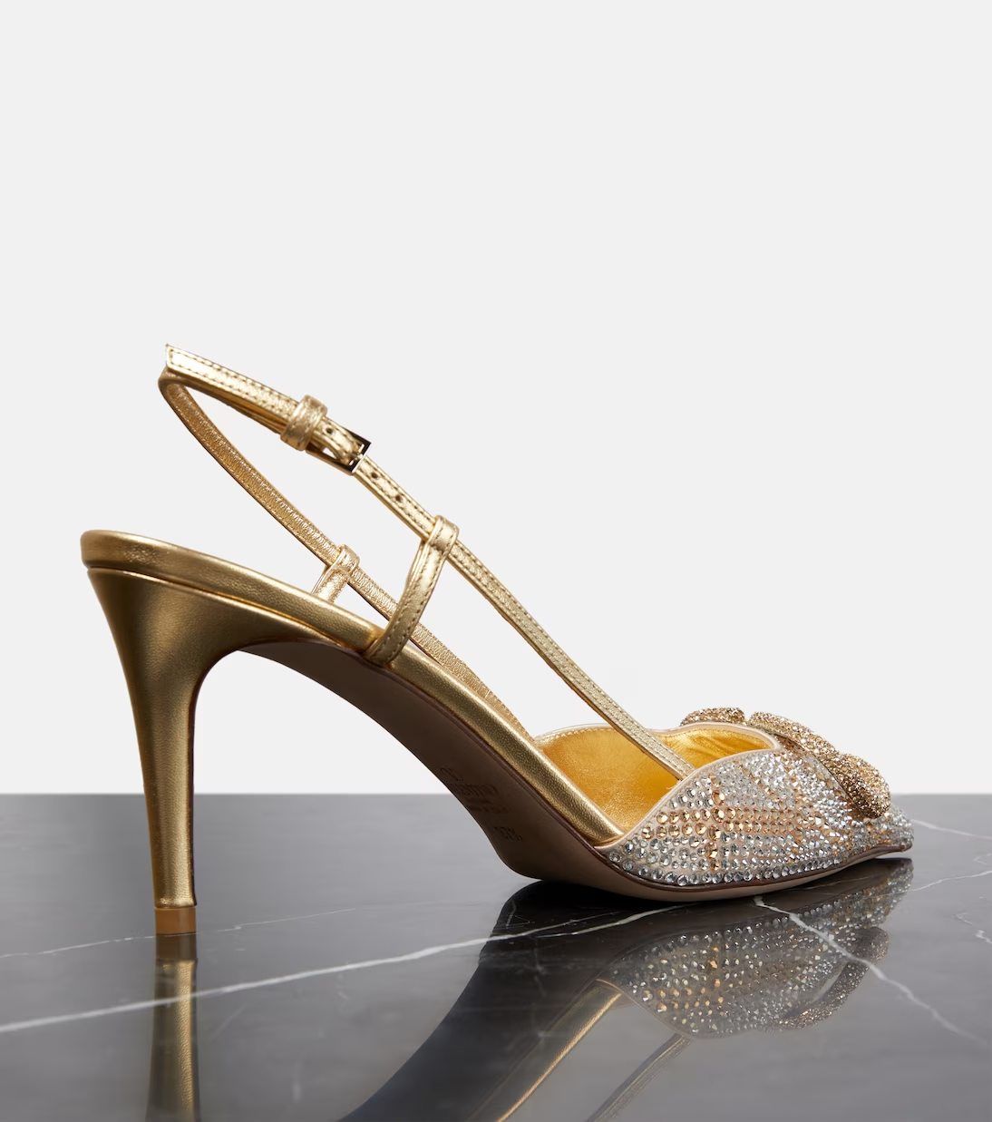 TOP VALENTINO VLogo Signature embellished slingback pumps - Gold