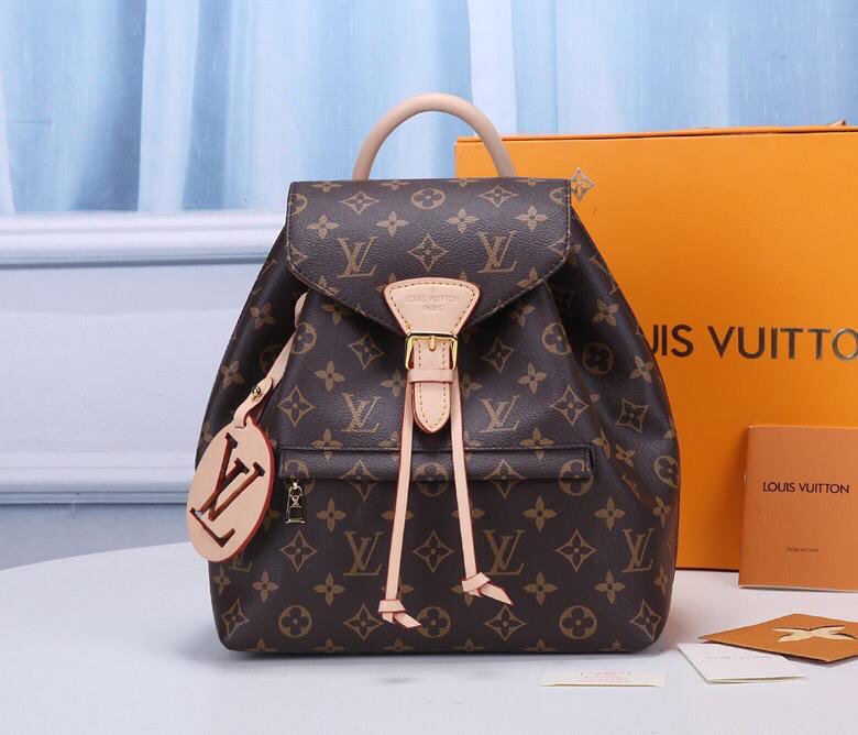 TOP Louis Vuitton LV  Backpack Montsouris Monogram PM 27.5x33x14cm-Brown