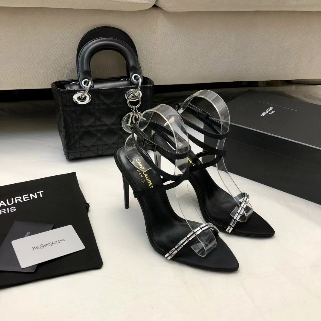 Saint Laurent YSL Gloria Silk Fabric Slide Sandal 10.5cm (Replica)