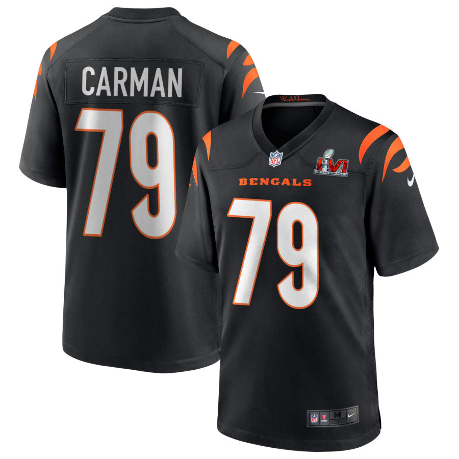 Jackson Carman Cincinnati Bengals  Super Bowl LVI Game Jersey - Black