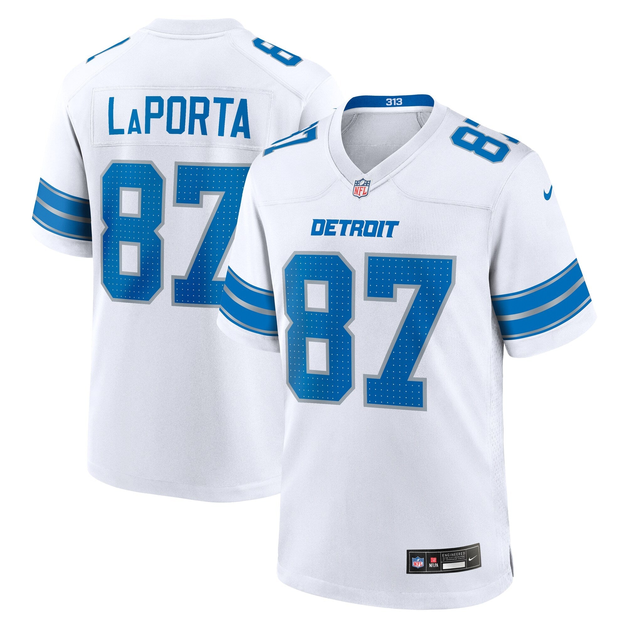 Sam LaPorta Detroit Lions  White Game Jersey -  White