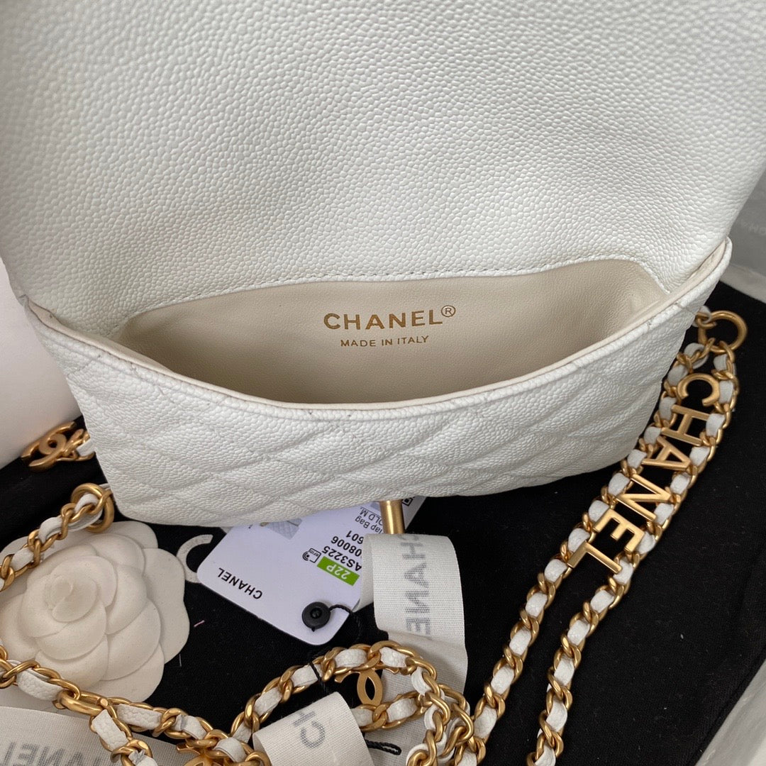 TOP CHANEL Pick Me Up Waits Bag - White & GHW
