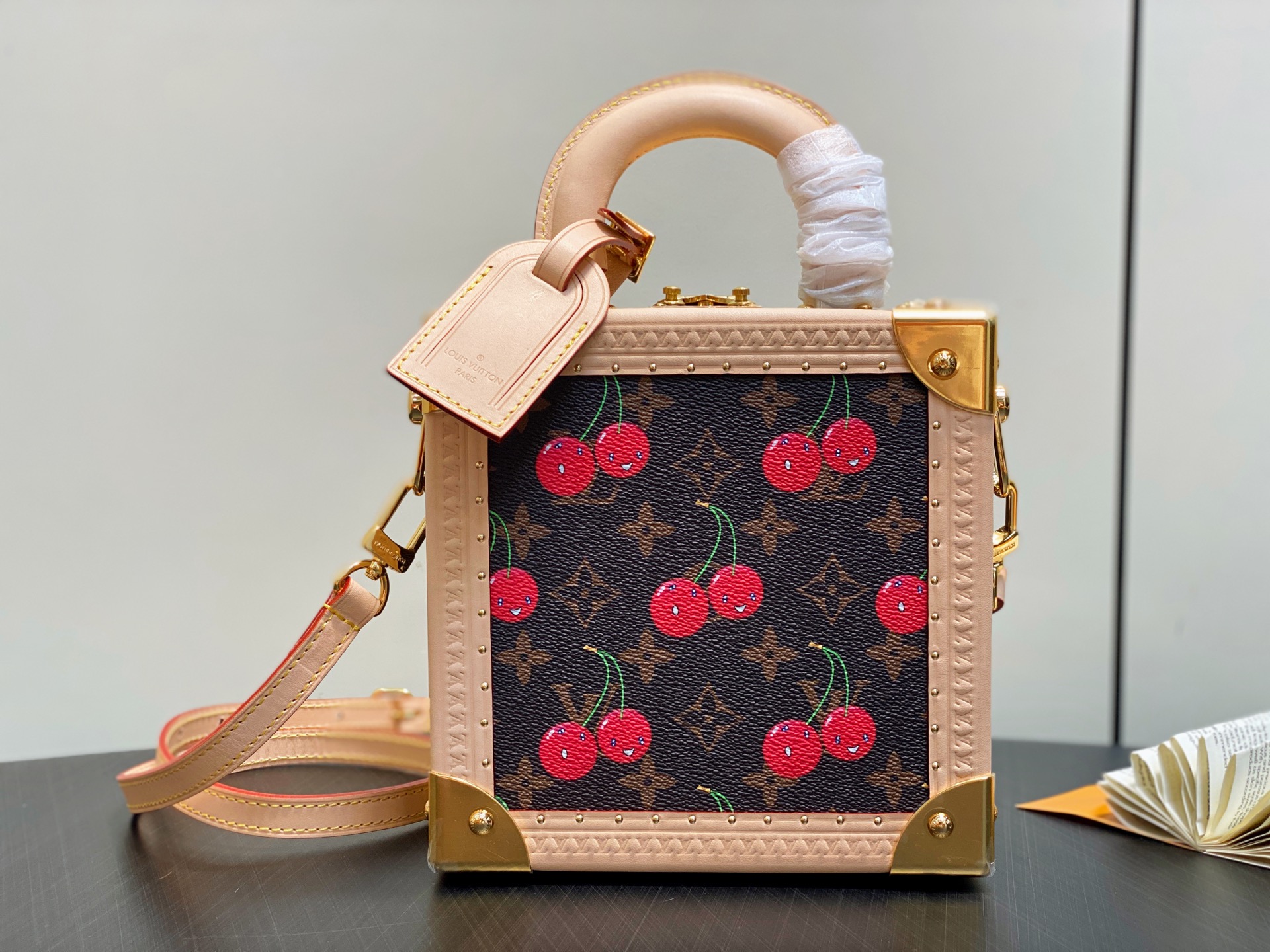 TOP Louis Vuitton LV Mini Square Trunk Cherry Box Bag 17x8x17cm - Brown