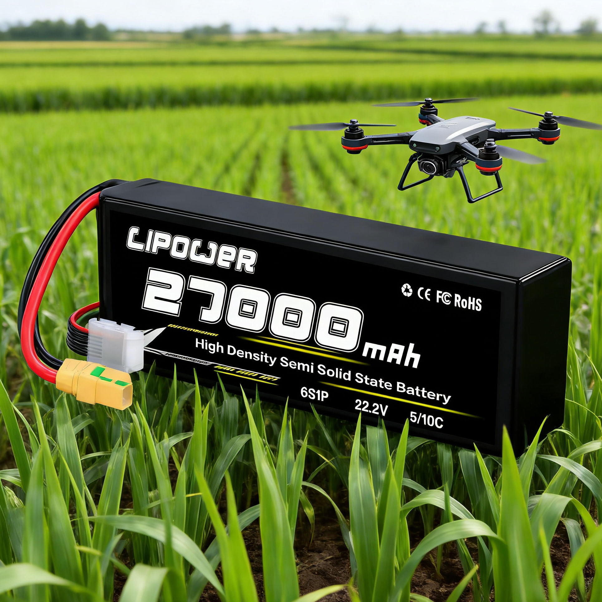 27000mAh 10C 22.2V 12S High Energy Density Semi Solid State UAV Battery - lipowbattery