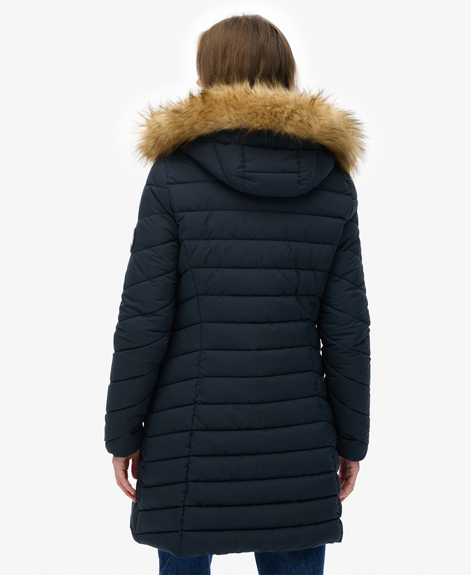 Fuji Faux Fur Hood Mid Length Jacket | Eclipse Navy