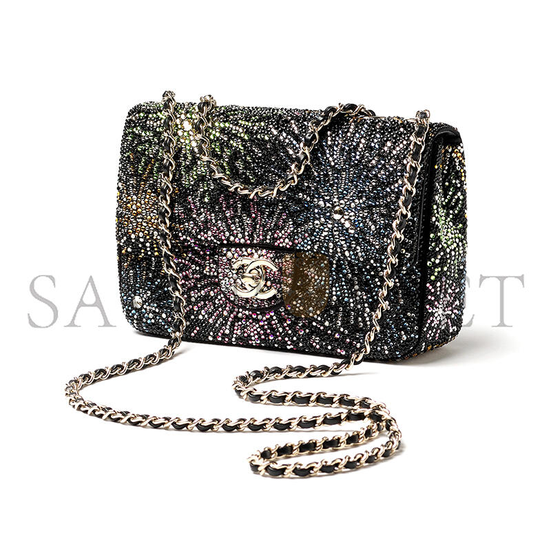 CHANEL MASTER EVENING BAG STRASS & GOLD-TONE METAL BLACK & MULTICOLOUR AS4297 (21*13*8cm)