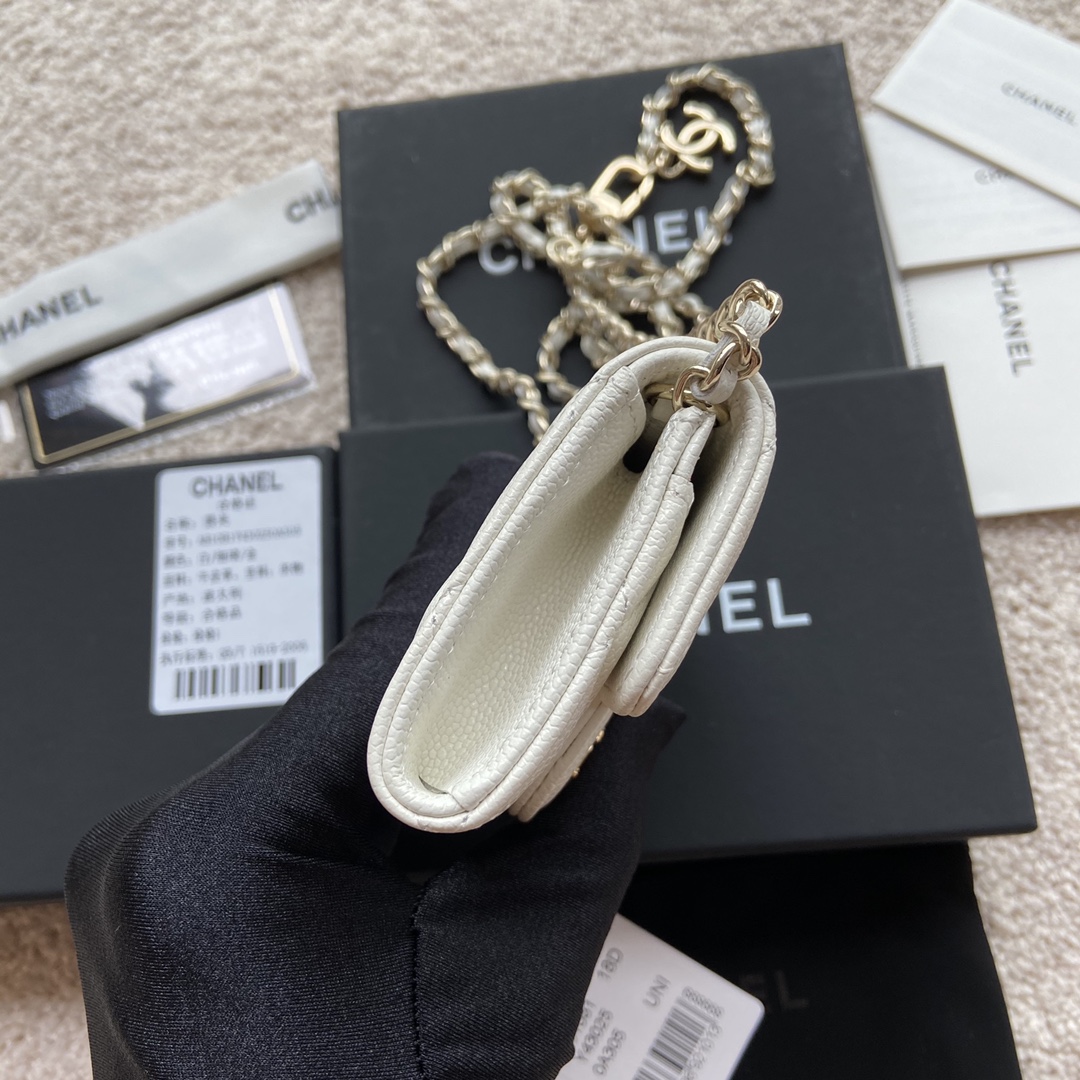 TOP CHANEL Small Chain Card Bag Cowhide 11×7cm -  2 Colour