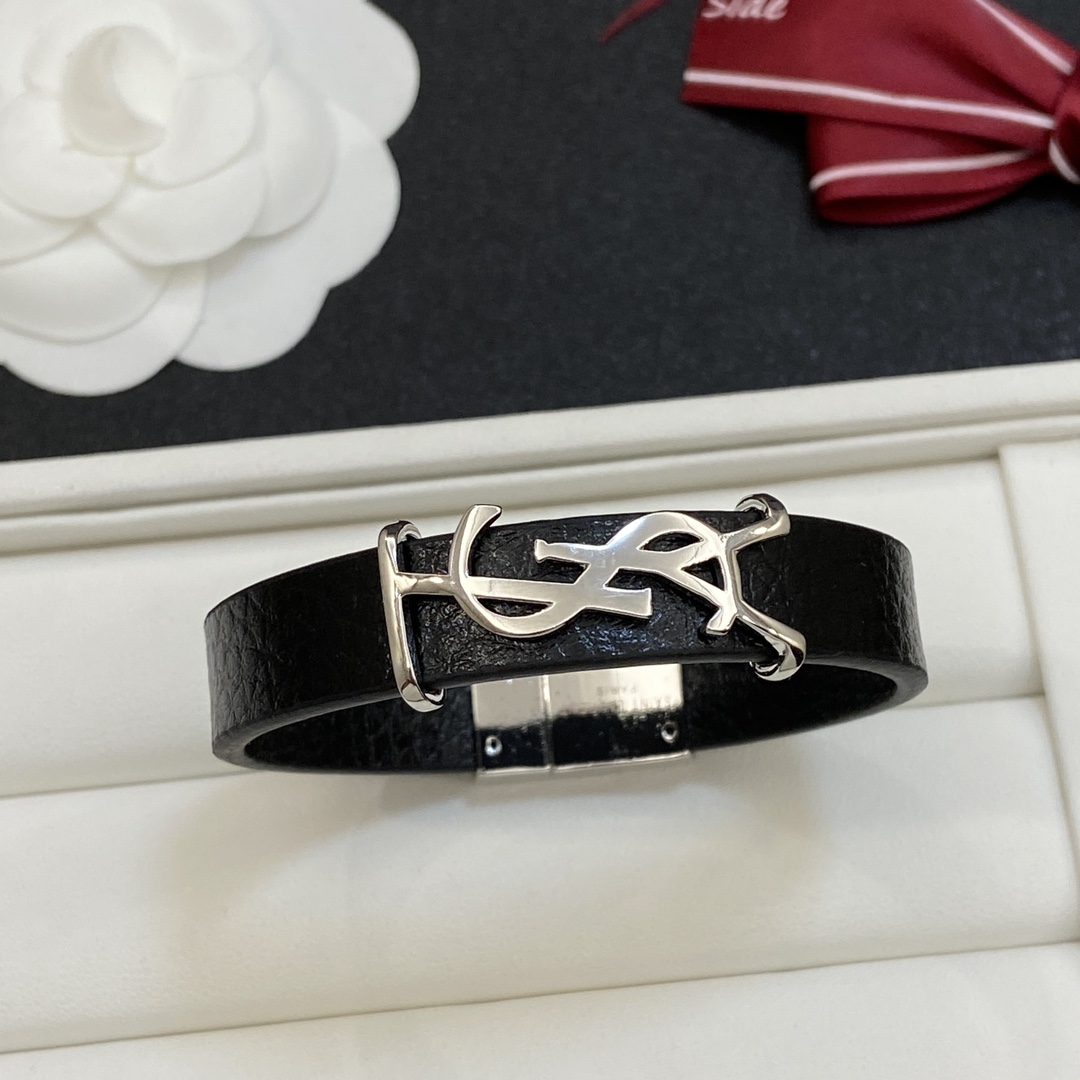 TOP Yves Saint Laurent YSL Cassandre Leather Bracelets-2 Colors