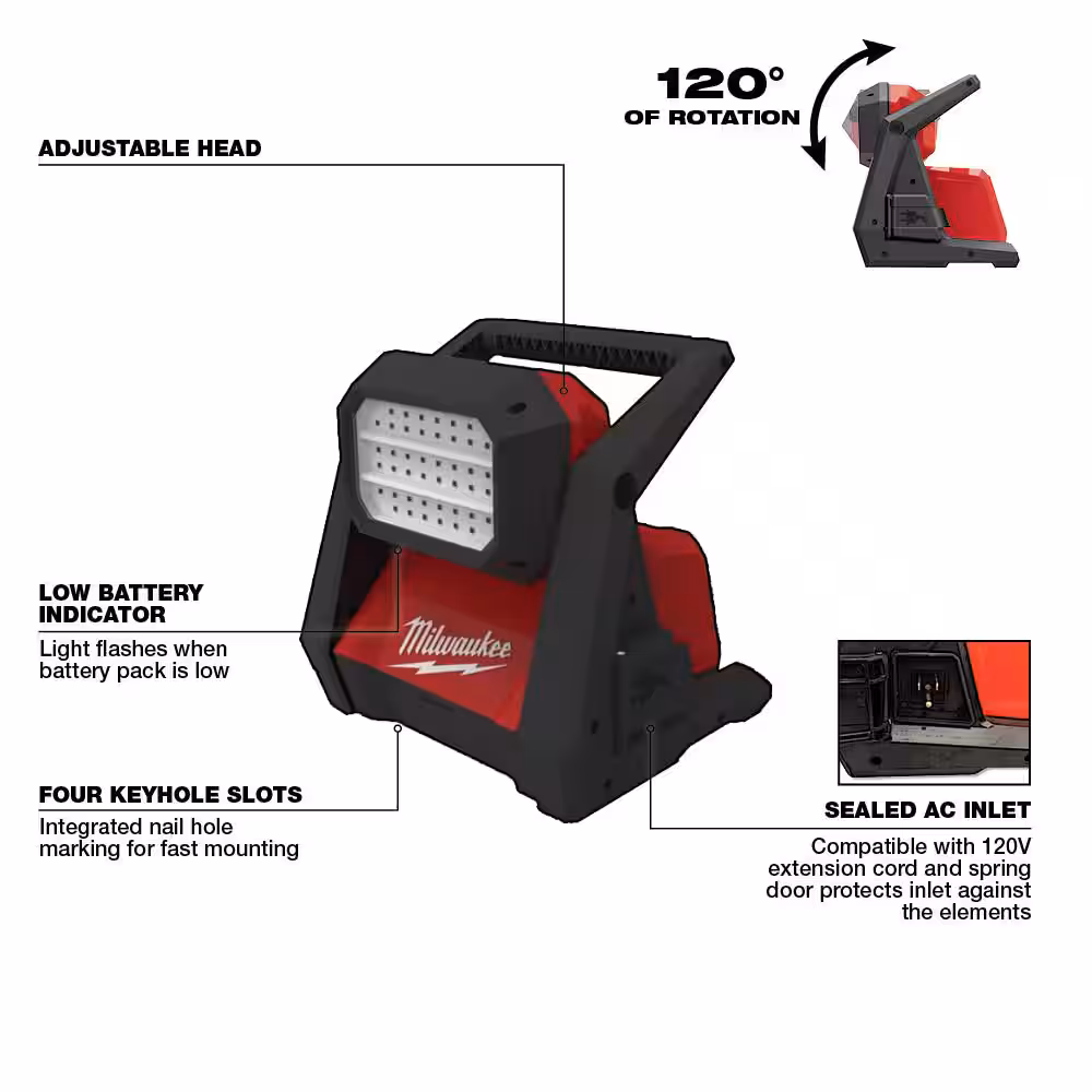 M18 GEN-2 18-Volt Lithium-Ion Cordless 4000 Lumens ROVER LED AC/DC Flood Light and M18 Compact Inverter