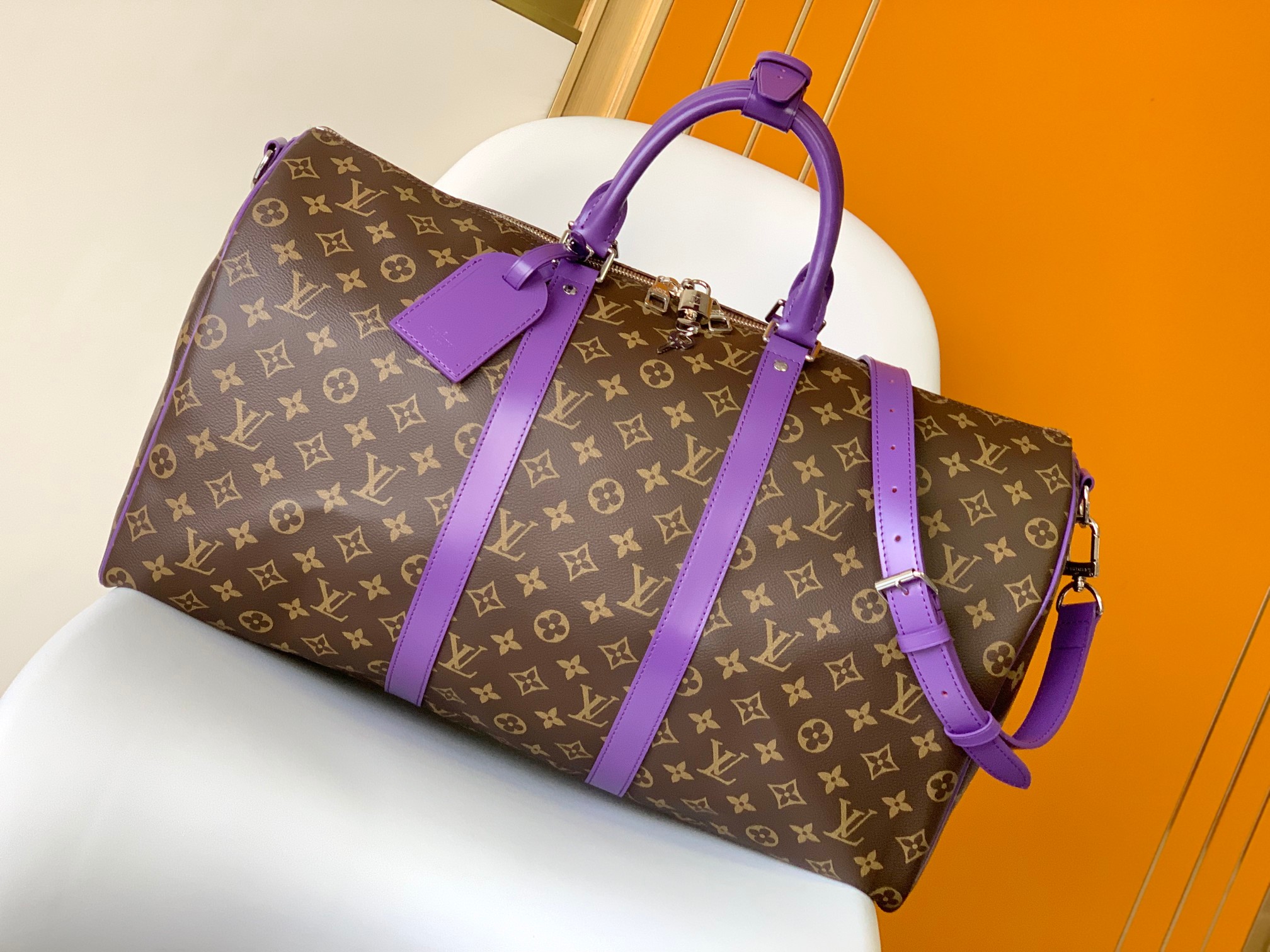 TOP Louis Vuitton LV L*V Monogram Macassar Canvas Keepall Bag - 50x29x23CM - 7 Colors