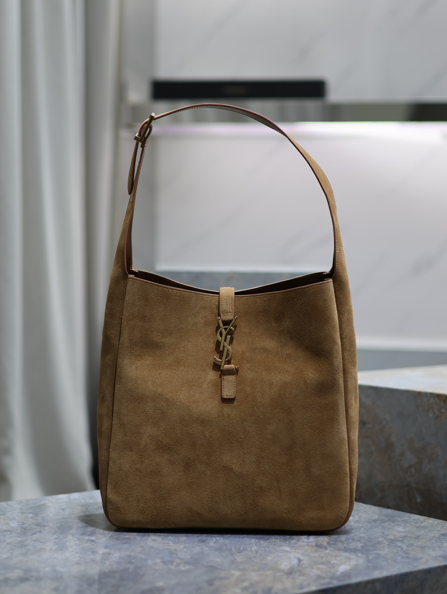TOP Yves Saint Laurent YSL Le 5A7 Supple Shoulder Bag 30x31x13cm - Khaki&GHW