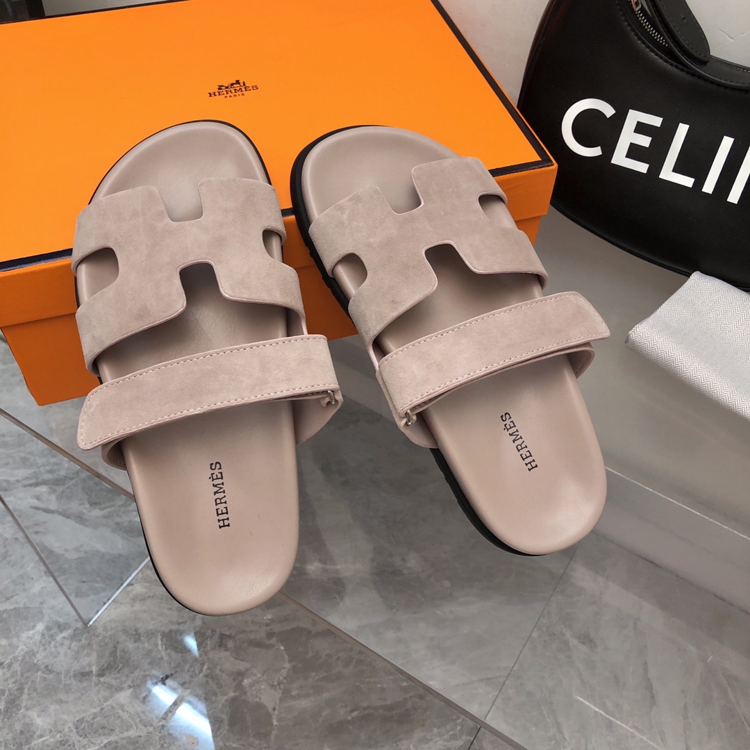 TOP HERMES Slides - Gray Pink