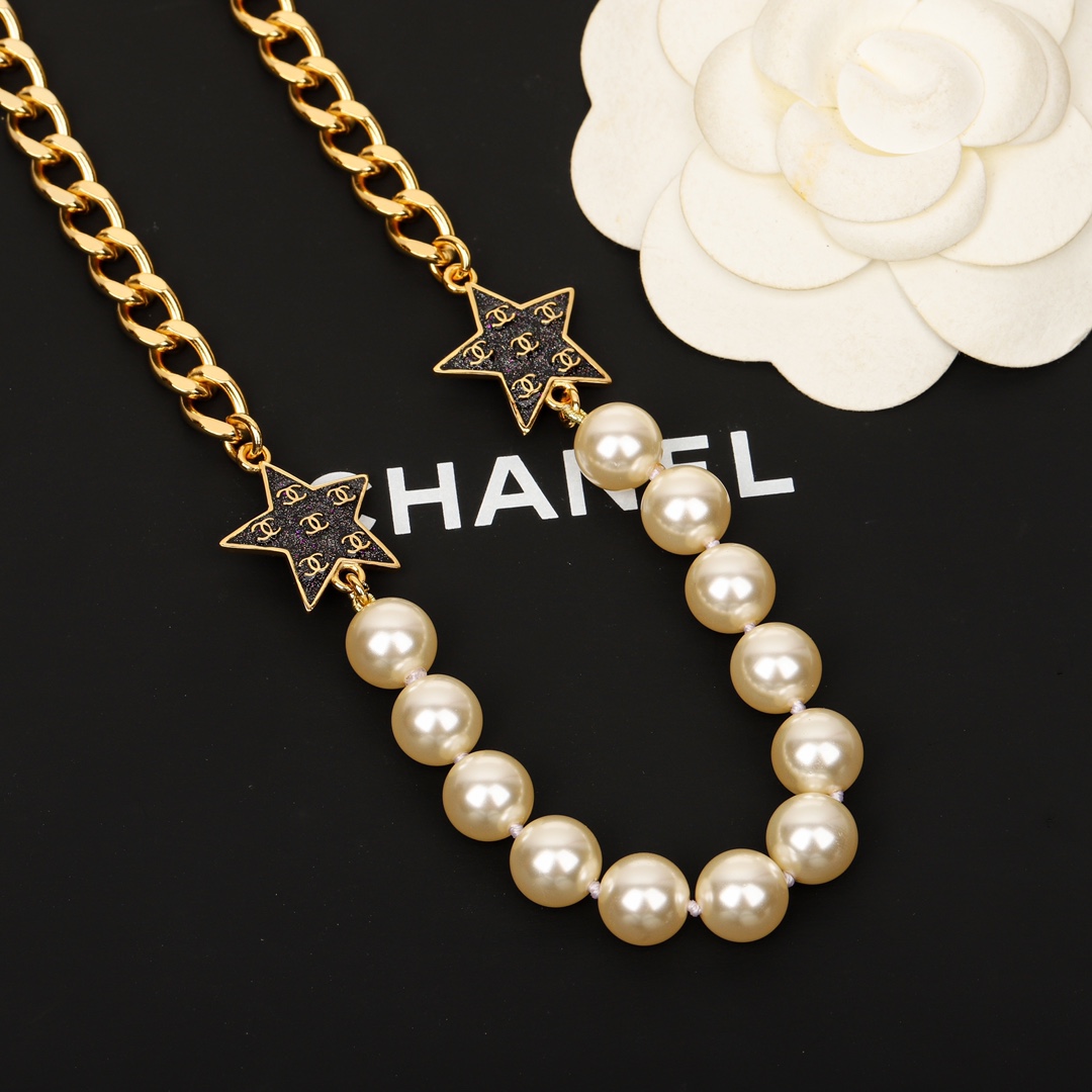 TOP CHANEL Pearl Starry Sky Five-pointed Star Choker