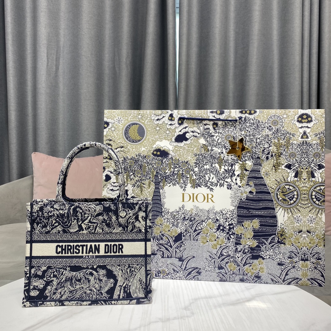TOP Christian Dior Small Book Tote Bag Embroidered 26.5 x 21 x 14cm - 11Color