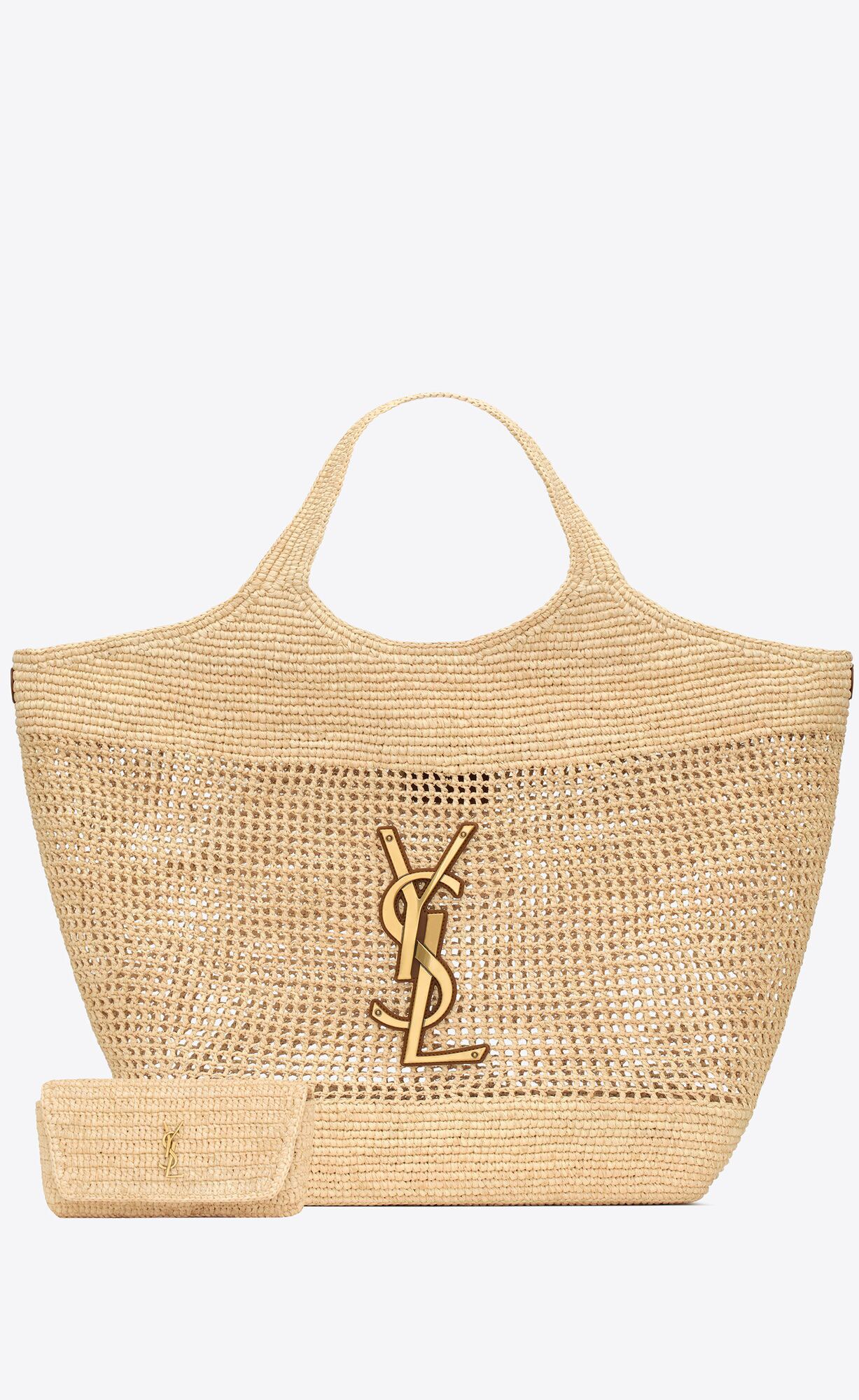TOP Yves Saint Laurent YSL Lafite Grass Crochet Oversized Shopping Bag