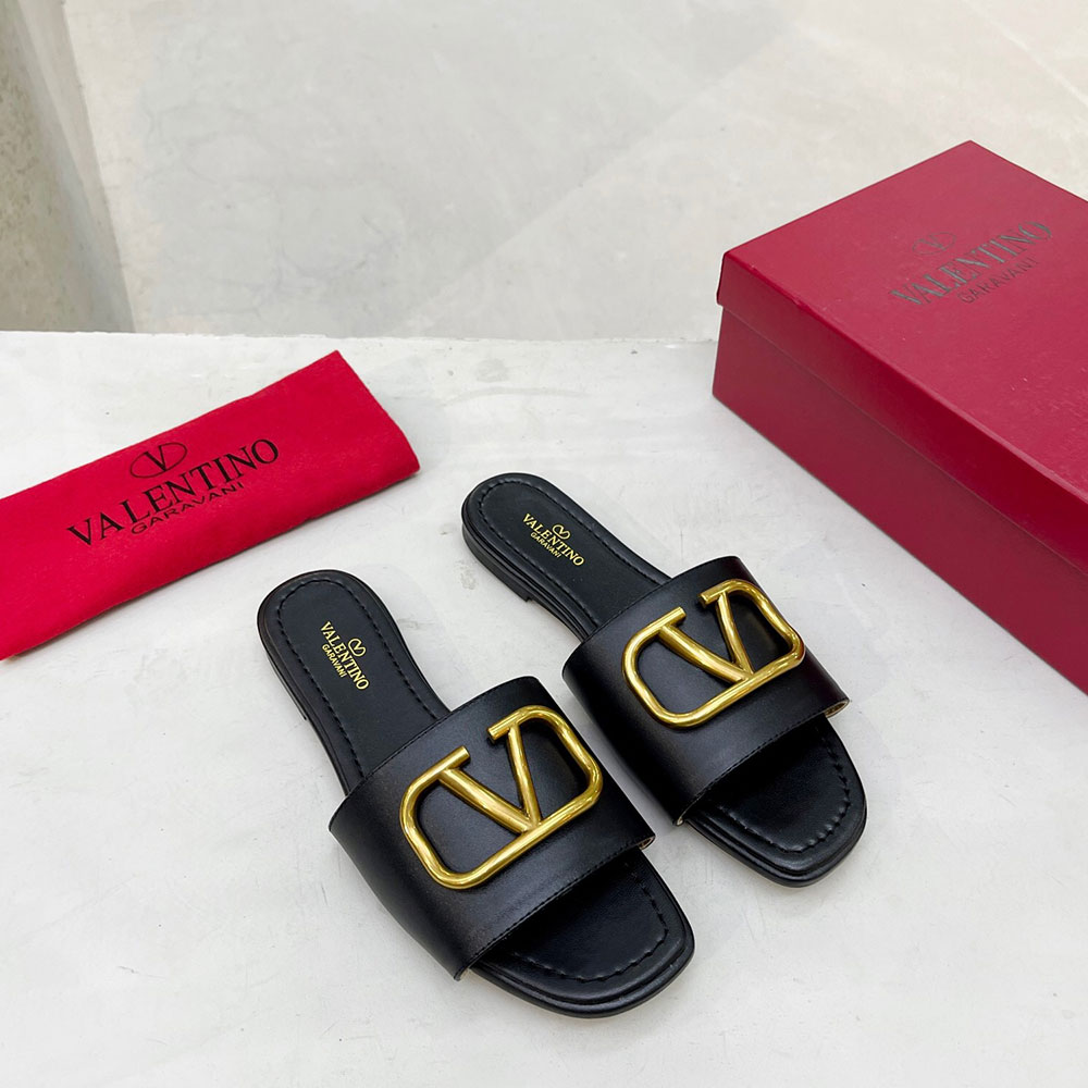 Valentino Leather Casual Fashion Flip-Flops Slide Sandal(Replica)
