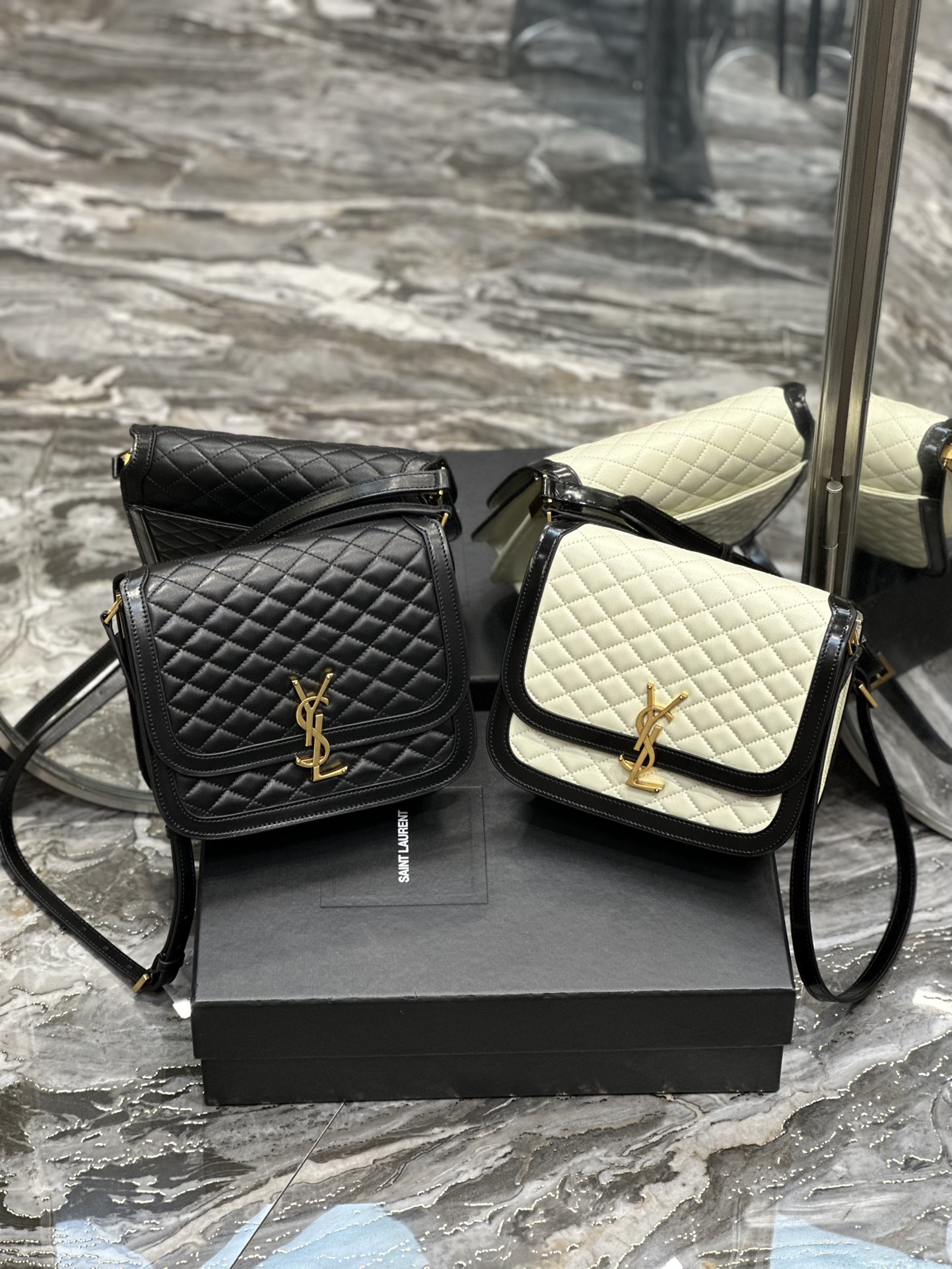TOP Yves Saint Laurent YSL SOLFERINO Lambskin Plaid Bag - 2 Colors