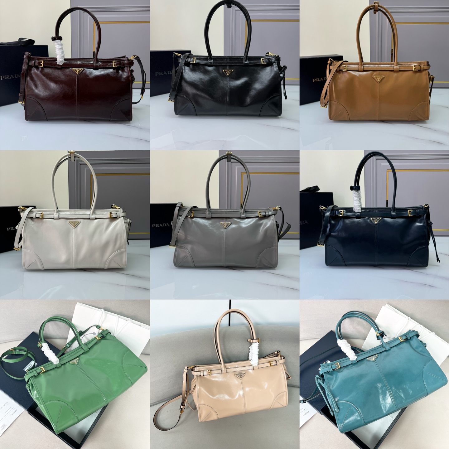 TOP PRADA LusSolf Bag Oiled Cowhide 38x30x12cm - 9 Color