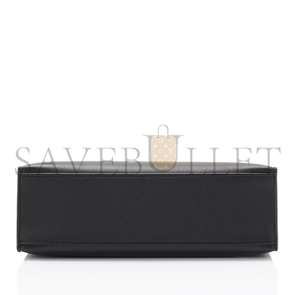HERMÈS KELLY POCHETTE BLACK GOLD HARDWARE CLUTCH CUT BAG SWIFT (22*14*7cm)