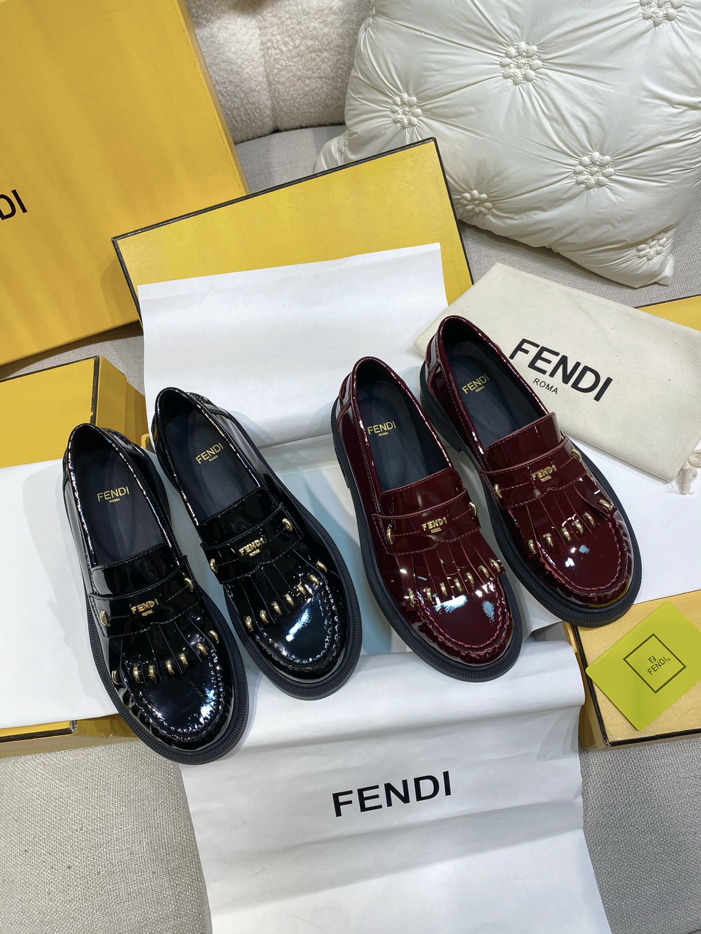 TOP FENDI Filo Cowhide Loafers - 2 Color